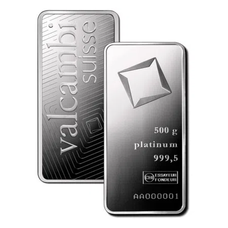 500 gram Platinum Valcambi Bar 