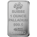 Image of 1 Ounce Palladium Bar 999.5 - PAMP Suisse (w/Assay Card)
