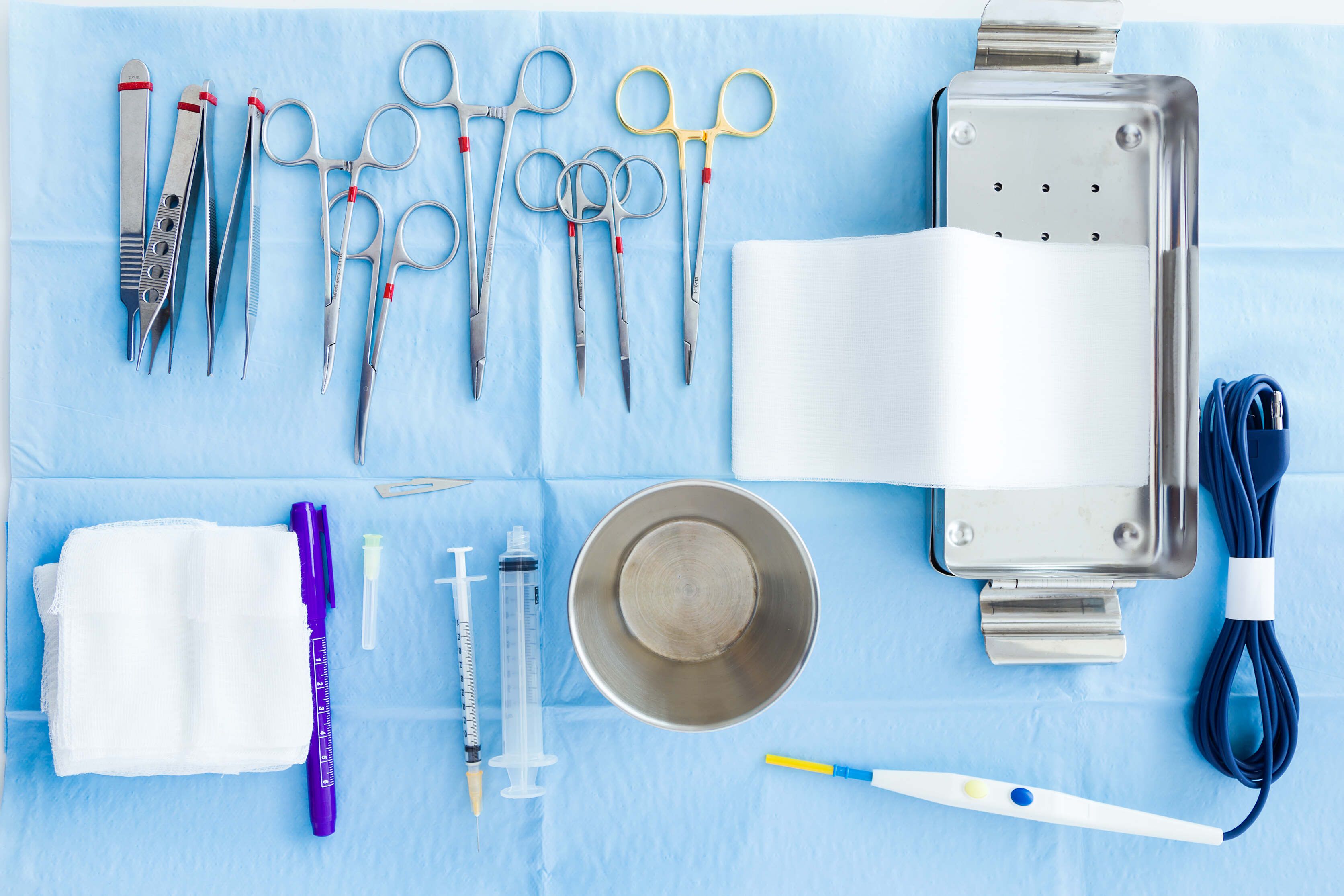 Different types of medical equipment used for surgery